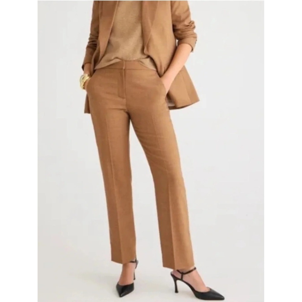 J. Crew Kate Straight Leg Pants In Virgin Wool Blend Heather Acorn Women's 2